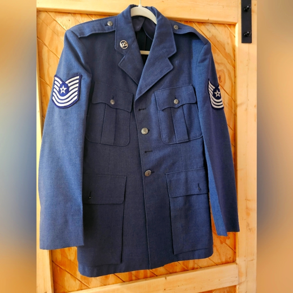Vintage US Air Force Dress Blues Wool Coat Mens 40 Long